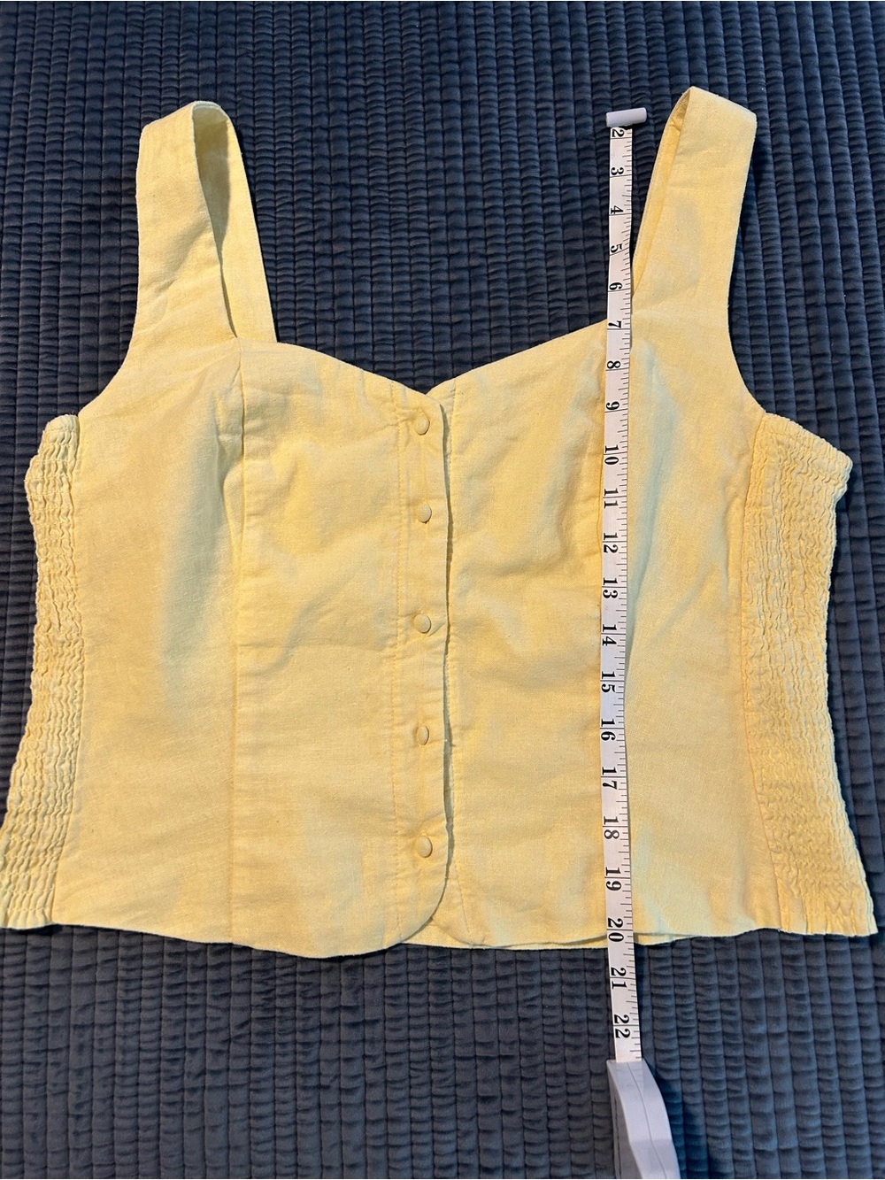 NWT Old Navy Linen Yellow Button-Front Crop Tank size L